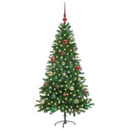 Berkfield Home Christmas Tree with 150 LEDs with Stand Green 150 cm PE - thumbnail 3
