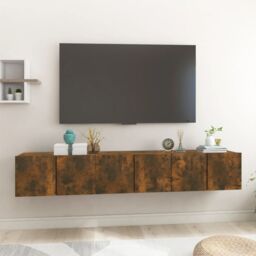 Berkfield Home Hanging TV Cabinets 3 pcs Smoked Oak 60x30x30 cm in Brown - Size: 60 x 30 x 30 cm - thumbnail 1