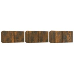 Berkfield Home Hanging TV Cabinets 3 pcs Smoked Oak 60x30x30 cm in Brown - Size: 60 x 30 x 30 cm - thumbnail 2