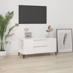 Berkfield Home TV Cabinet High Gloss White 102x44.5x50 cm Engineered Wood - thumbnail 2