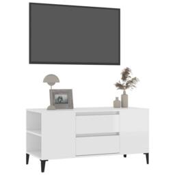 Berkfield Home TV Cabinet High Gloss White 102x44.5x50 cm Engineered Wood - thumbnail 4
