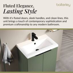 Balterley Satin Green Fluted Floor Standing Vanity, Black, 600mm - thumbnail 4