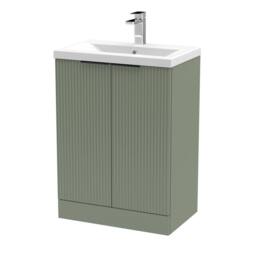 Balterley Satin Green Fluted Floor Standing Vanity, Black, 600mm - thumbnail 1
