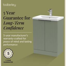 Balterley Satin Green Fluted Floor Standing Vanity, Black, 600mm - thumbnail 6