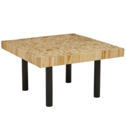Orsina Rectangular Teak‑Plug Coffee Table, Solid Teakwood Plug Top on Sleek Black Iron Frame in Natural - thumbnail 5