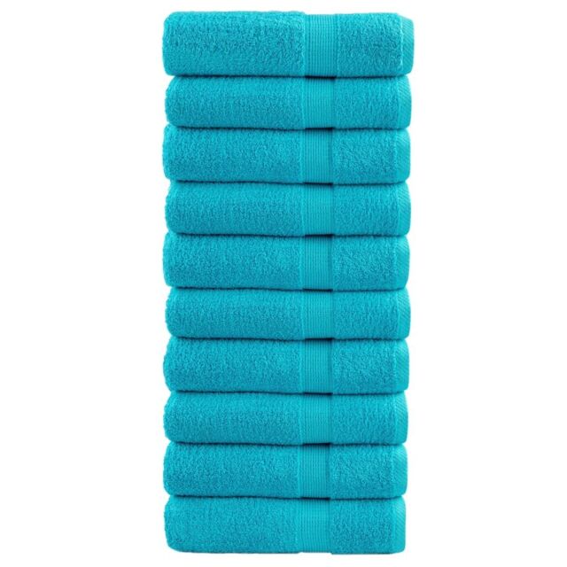 Berkfield Home Premium Shower Towels SOLUND 10 pcs Turquoise 70x140 cm 600 gsm in Blue - image 1