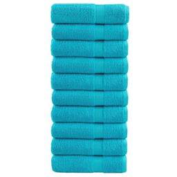 Berkfield Home Premium Shower Towels SOLUND 10 pcs Turquoise 70x140 cm 600 gsm in Blue