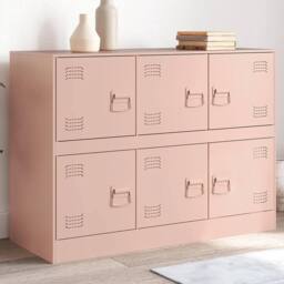 Berkfield Home Sideboard Pink 99x39x73 cm Steel - Size: 99 x 39 x 73 cm - thumbnail 2