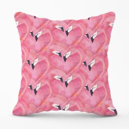 Warren Reed - Designer Watercolour Flamingo Hearts Outdoor Cushion in Pink - Size: 45 cm x 45 cm - thumbnail 1