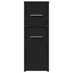 Berkfield Home Narrow Bathroom Cupboard with Wheels Black Engineered Wood - thumbnail 4