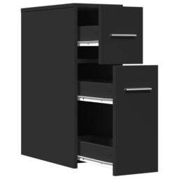 Berkfield Home Narrow Bathroom Cupboard with Wheels Black Engineered Wood - thumbnail 7