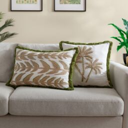 Furn Palm Embroidered Cushion in Green - Size: 45 cm x 45 cm - thumbnail 7