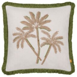Furn Palm Embroidered Cushion in Green - Size: 45 cm x 45 cm