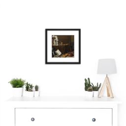 Artery8 Pieter Claesz Vanitas Still Life With The Spinario 8X8 Inch Square Wooden Framed Wall Art Print Picture with Mount in Black - thumbnail 2