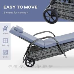 STILVORA Sun Lounger Set with Adjustable Back & Grey Cushions - thumbnail 6