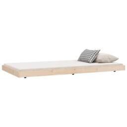 Berkfield Home Beautiful Bed Frame without Mattress 100x200 cm Solid Wood Pine in Light Tan - thumbnail 1