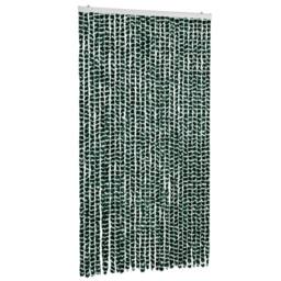 Berkfield Home Fly Curtain Green & White 118x220 cm Chenille - thumbnail 2
