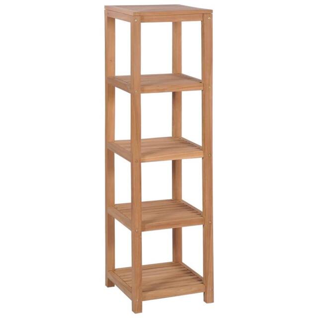 Berkfield Home 4-Tier Bathroom Storage Rack Solid Teak 42x42x165 cm in Brown - Size: 42 x 42 x 165 cm - image 1