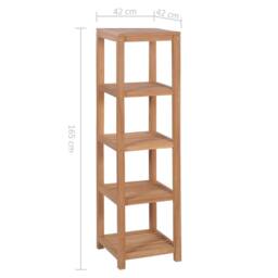 Berkfield Home 4-Tier Bathroom Storage Rack Solid Teak 42x42x165 cm in Brown - Size: 42 x 42 x 165 cm - thumbnail 6