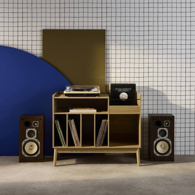 sweeek 130cm vintage vinyl furniture XL with wood effect in Beige - image 1
