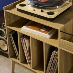 sweeek 130cm vintage vinyl furniture XL with wood effect in Beige - thumbnail 6