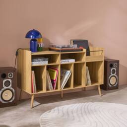 sweeek 130cm Vintage Vinyl Furniture Xl With Wood Effect in Light Brown - thumbnail 4