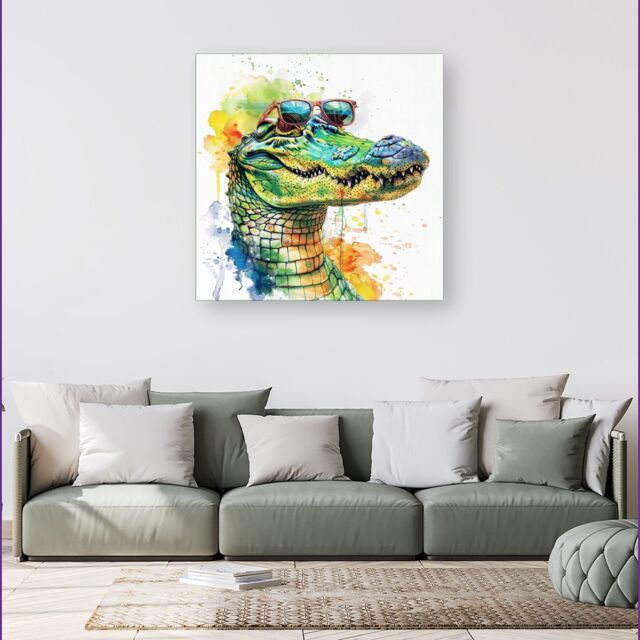 Warren Reed - Designer Cool Crocodile Canvas - Size: w40 inch x h40 inch - image 1