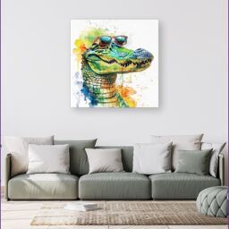 Warren Reed - Designer Cool Crocodile Canvas - Size: w40 inch x h40 inch - thumbnail 1