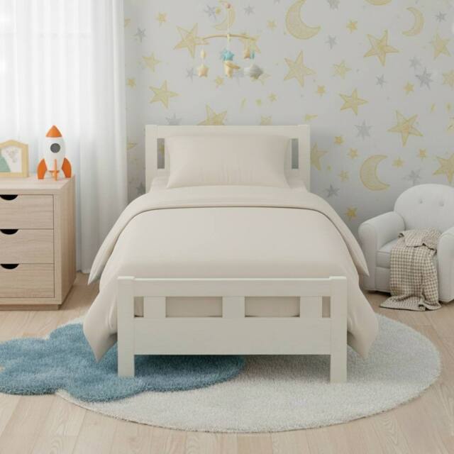 Snug City Flannelette Cotton Cot Bed Duvet Cover Set Brushed Warm Bedding Set in Cream - image 1