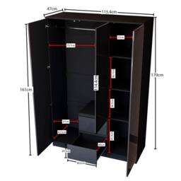 Home Discount Vida Designs Glinton 3Pc Bedroom Set(2Dr Bedside, 5Dr Chest, Wardrobe) in Black - thumbnail 4
