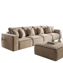 Stratus Interiors Sloane 2-Tone Modular Sofa - Custom Contrast Piping - 4 Seater in Beige - thumbnail 2