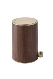 Living and Home Round Wood Effect Pedal Bin with Dual Open Lid in Brown - Size: Medium - thumbnail 8