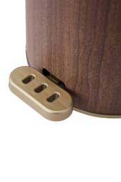 Living and Home Round Wood Effect Pedal Bin with Dual Open Lid in Brown - Size: Medium - thumbnail 9