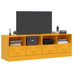 Berkfield Home TV Cabinets 2 pcs Mustard Yellow 67x39x44 cm Steel - Size: 67 x 39 x 44 cm - thumbnail 3