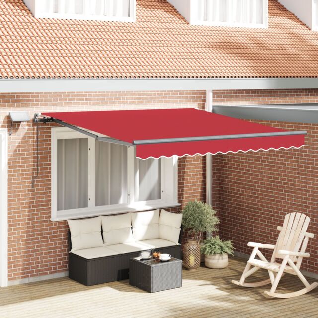 Berkfield Home Manual Retractable Awning with LED Red 350x250 cm - image 1