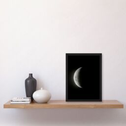 Artery8 Lunar Phases Moon Waning Crescent Space Astronomy Artwork Framed Wall Art Print A4 in Black - thumbnail 2