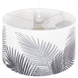 Wyld and Coco Grey Leaf Fabric Drum Pendant Light 1-Light - thumbnail 5