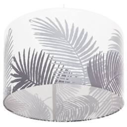 Wyld and Coco Grey Leaf Fabric Drum Pendant Light 1-Light - thumbnail 2