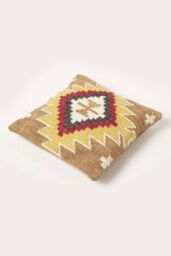 Homescapes Handwoven Kilim Cushion with Feather Filling in Brown - Size: 45 cm x 45 cm - thumbnail 5