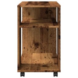 Berkfield Home Side Table with Wheels Old Wood 70x35x60 cm Engineered Wood in Brown - Size: 70 x 35 x 60 cm - thumbnail 6