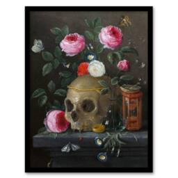 Artery8 Vanitas Still Life With Skull Jan van Kessel Framed Wall Art Print - Size: A4 - thumbnail 1