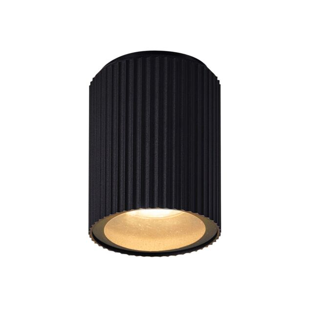 Nordlux Modern Outdoor Ceiling Light Black Aluminium GU10 Ribbed - Mains Powered, IP54 - image 1