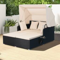 Costway Outdoor Hand-Woven PE Wicker Daybed Patio Loveseat Sofa Set in Beige - thumbnail 6