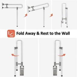 EONLION 2 PCS Safety Grab Bar Foldable Toilet Hand Rail in White - thumbnail 4