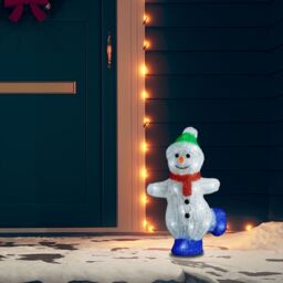 Berkfield Home LED Christmas Acrylic Snowman Figure Indoor & Outdoor 30cm in White