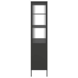 Berkfield Home Highboard Black 90x40x180 cm Glass & Steel - Size: 90 x 40 x 180 cm - thumbnail 7