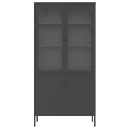 Berkfield Home Highboard Black 90x40x180 cm Glass & Steel - Size: 90 x 40 x 180 cm - thumbnail 6