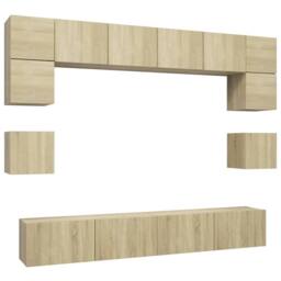 Berkfield Home 8 Piece TV Cabinet Set Sonoma Oak Engineered Wood in Light Tan - thumbnail 1