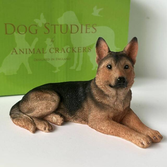 Animal Crackers Realistic Laying German Shepherd Dog Figurine, 18cm, Gift Boxed in Brown - image 1