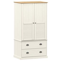 Berkfield Home Wardrobe VIGO White 90x55x176 cm Solid Wood Pine - Size: 90 x 55 x 176 cm - thumbnail 2